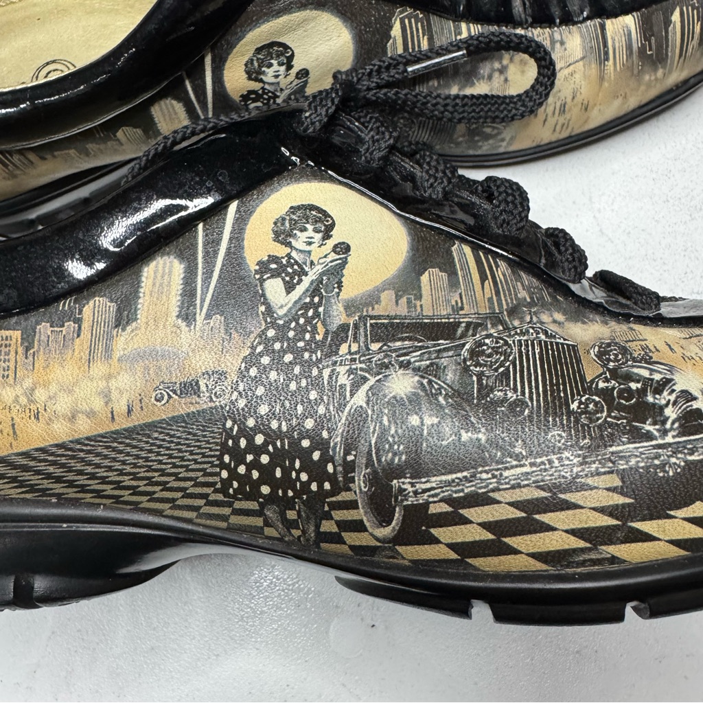 Icon Art Shoes Art Deco Jazz Print Sneakers Women 6 Rare